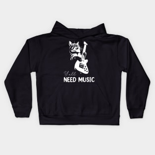 Cat Lovers Funny Cat Need Music Rock Cat Playing Guitar Kids Hoodie